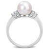 EVERLY JEWELRY  | Sterling Silver 1/4 CT TGW White Topaz And 8 - 8.5 MM White Freshwater Cultured Pearl Fashion Ring - 3 of 4
