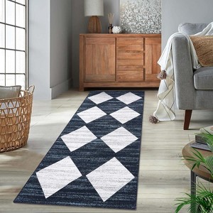 Modern Geometric Area Rug - Machine Washable Non-Skid Stain Resistant Low Pile Carpet for Living Room Bedroom Dining Room - 1 of 4