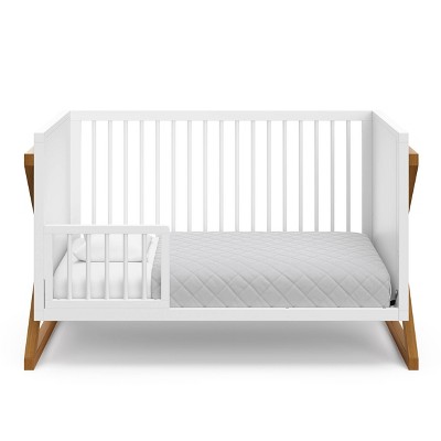 White and Driftwood 3-in-1 Convertible Baby Crib with Adjustable Mattress Support