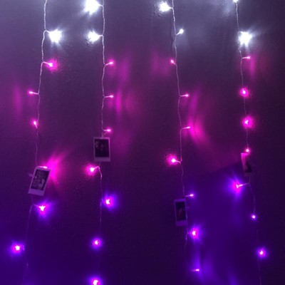 Merkury Photo Clips Curtain Lights Cascading Led String Lights Pink ...