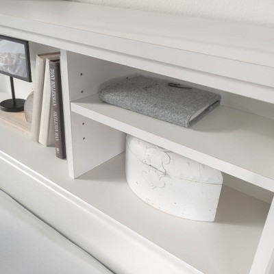 Soft White Full/Queen Wood Headboard with Storage Shelves