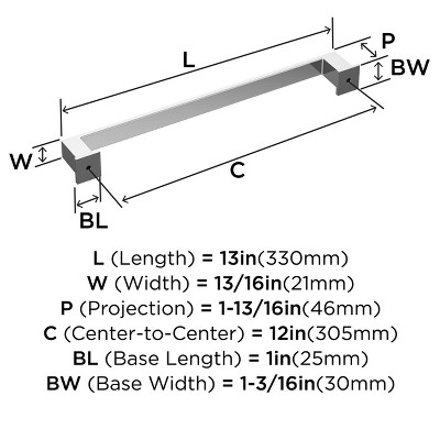 Polished Chrome 13" Appliance Pull with Mounting Hardware