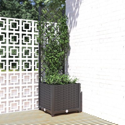 vidaXL Garden Planter with Trellis Black 15.7"x15.7"x53.5" PP