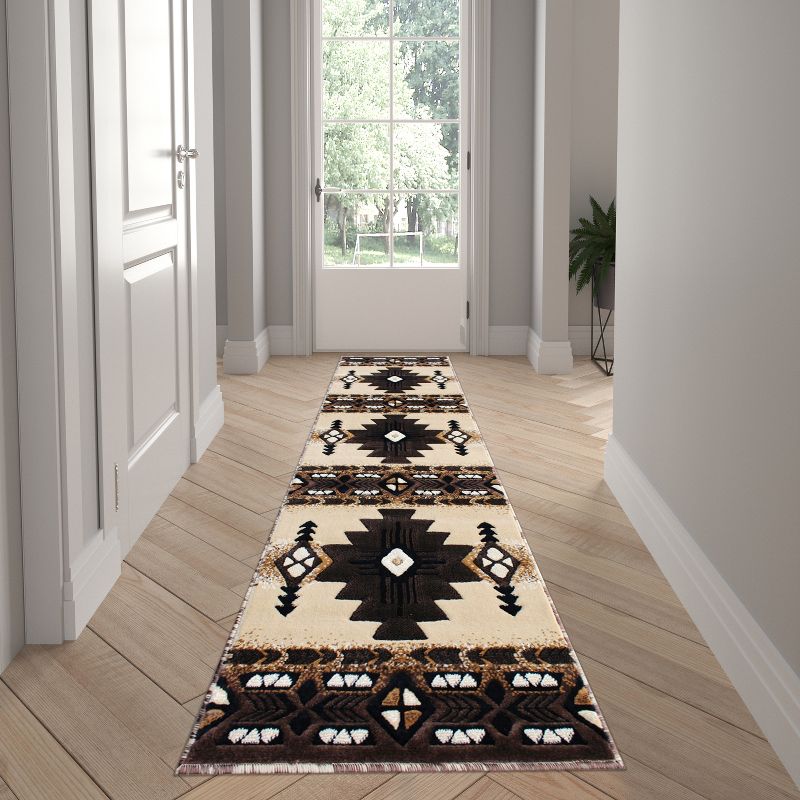 Emma and Oliver Olefin Accent Rug with Complementary Southwestern Pattern and Jute Backing, 2 of 6