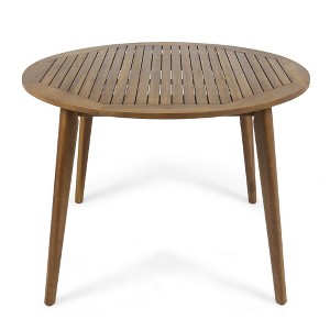 NAYSAYE Patio End Table Acacia Wood Dining Table with Modern Straight Leg Base for Outdoor Use, Beige, 47.25"*47.25"*30" - 1 of 4