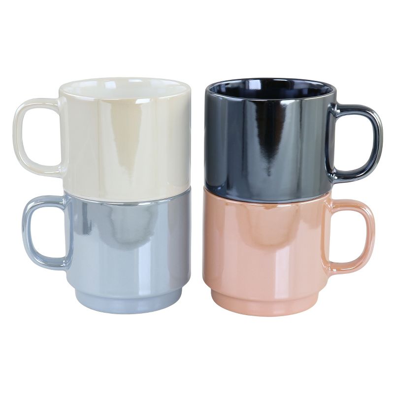 Mr. Coffee Cafe Celestial 4 Piece 14.8 Ounce Stoneware Pearlized Mug Set in Assorted Colors, 2 of 6