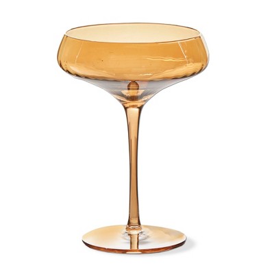TAG Chelsea Optic Coupe Glass Amber - 12oz Drinkware for Everyday Use, Hand Wash Only, 6.5" H x 4.5" L x 4.5" W