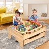 Safstar Kids Wooden Train Track Railway Set Table w/100 Pieces Storage Drawer - 2 of 4