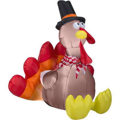 Gemmy Airblown Turkey OPP, 5 ft Tall, Multicolored