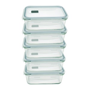 NutriChef 10-Piece Superior Glass Food Storage Containers Set - Stackable Design, Newly BPA-free Airtight Clear Locking lids with Vent Lids - 1 of 3