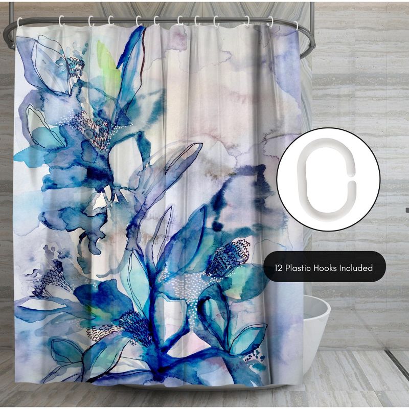 Americanflat 71" x 74" Shower Curtain, Aqua Floral by Hope Bainbridge, 6 of 7