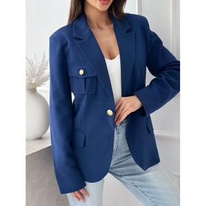 Womens Blazer Long Sleeve Double Breasted Pocket Blazer Jackets - 1 of 1