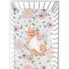 Sweet Jojo Designs Watercolor Floral Fitted Crib Sheet - Pink/Gray - image 4 of 4