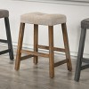 SEVOBAL Counter and Bar Stools Rustic Wooden Farmhouse Backless Barstools with Fabric Seat for Kitchen Island, White, 19.49"*14.76"*25" - 3 of 4