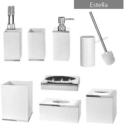 Estella White and Silver Textured Resin Soap Dispenser