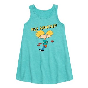 Girls' - Hey Arnold! - Cool Arnold Graphic Sleeveless Aline Dress - 1 of 3