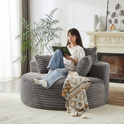 55''W Fluffy Corduroy Sleeper Chair with Pillows, Modern Extra Wide Sofa Chair for Living Room, Bedroom or Lounge - ModernLuxe