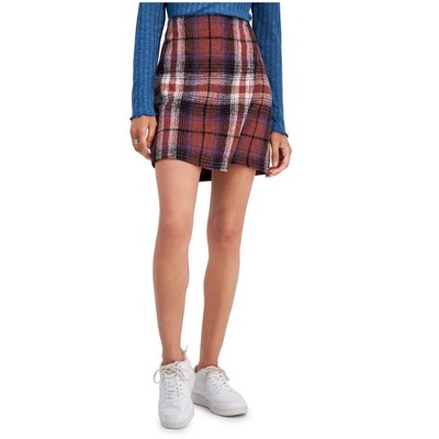 Crave Fame Womens Plaid A-line Skirt