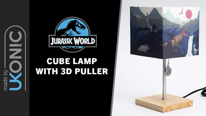 Jurassic Park Desk Table Lamp (Includes LED Light Bulb) Wooden Base with 3D Puller, 2 of 6, play video