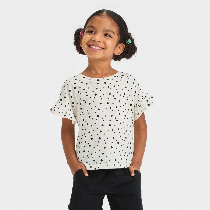 Toddler Girls&#39; Polka Dots T-Shirt - Cat &#38; Jack&#8482; Off-White, 1 of 9