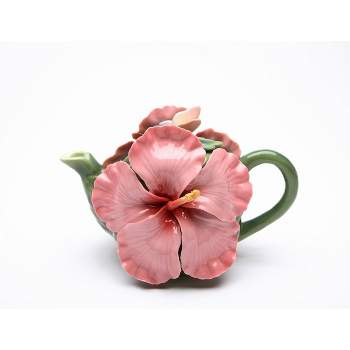 Kevins Gift Shoppe Ceramic Pink Hibiscus Flower Teapot