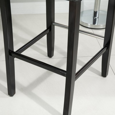 Gray Linen Upholstered Armless Bar Stools with Wood Legs