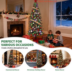 6FT/7.5FT/9FT Pencil Christmas Tree with 200+ Lights, Slim Artificial Xmas Tree for Small Spaces, Home, Office, Apartment, Holiday Decor - 1 of 4