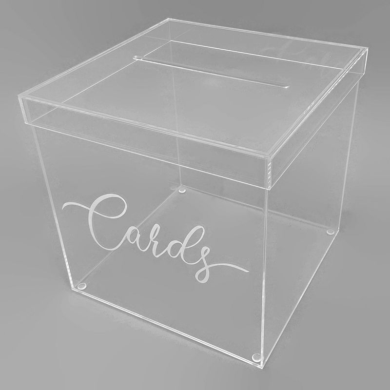 OnDisplay 10" Luxe Acrylic Clear Wedding Card Box w/Lid - Lucite Gift/Money Box, 3 of 5