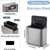 1.3 Gal/5L Hanging Trash Can with  Lid - Stainless Steel with Inner Bucket & Charcoal Filter - Small Bin for Bathroom, Bedroom, Cupboard, Silver - 4 of 4