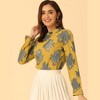 INSPIRE CHIC Women's Crochet Lace See-Through Ruffle Frill Neck Floral Elegant Blouse - 2 of 4