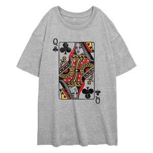 Junior's Lost Gods Queen of Clubs Distressed T-Shirt - 1 of 2