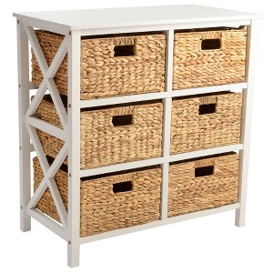 eHemco 3 Tier X-Side Storage Drawers with 6 Water Hyacinth Natural Wicker Baskets - 1 of 4