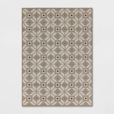 5'x7' Geometric Tiles Outdoor Area Rug Brown - Threshold™