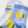 Women's Lemons 2pk Cozy Quarter Crew Socks - Blue/White 4-10: Midweight Velour Ribbed with Fruit Pattern, Machine Washable - 3 of 3
