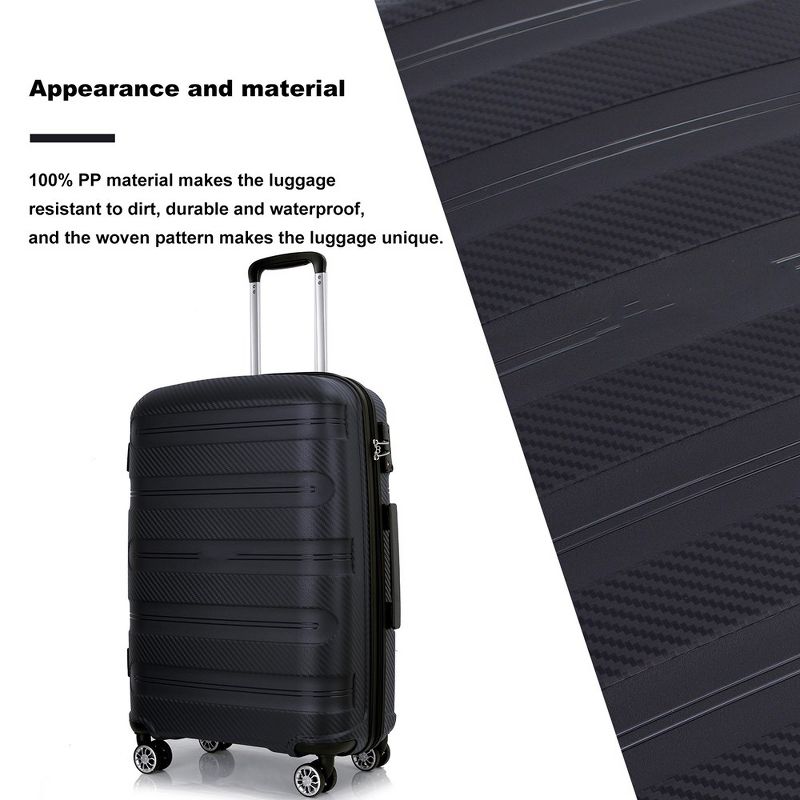 Hardshell Luggage Sets 3 Piece With Tsa Lock And 360 Degree Double Spinner Wheels Pp Lightweight Durable Hand Luggage (20"/24"/28"), 2 of 7