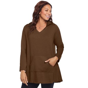 Woman Within Pocket Hoodie Sweatshirt - 1 of 4