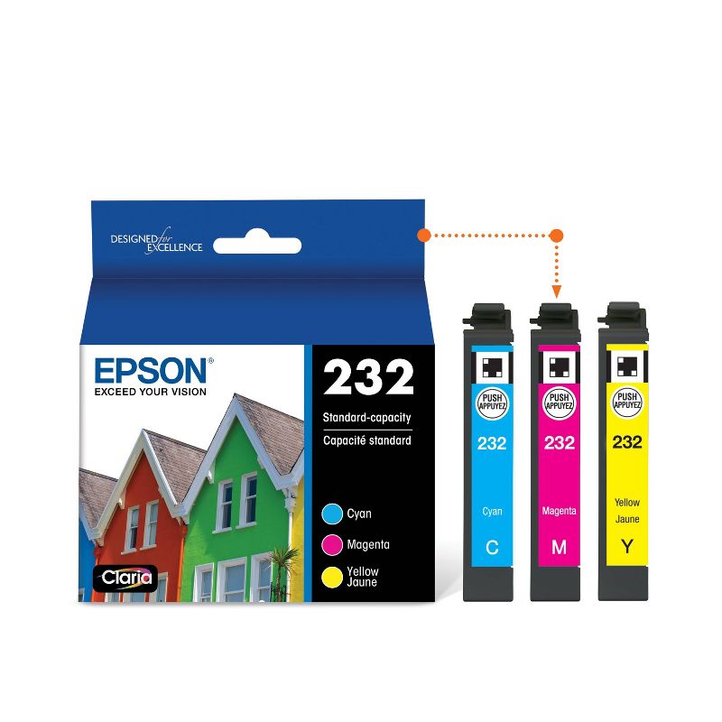 Epson 232 C/M/Y 3pk Ink Cartridges - Cyan Magenta Yellow (T232520-CP), 3 of 7