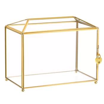 Unique Bargains Glass Wedding Clear Card Box with Lock