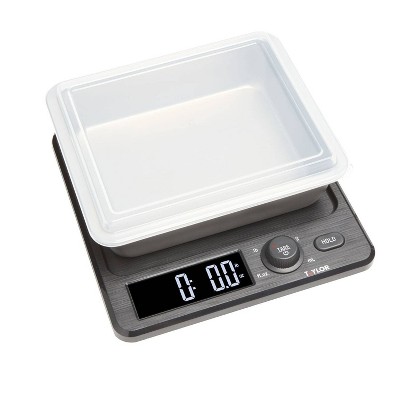 Taylor 22lb Black Stainless Steel Digital Kitchen Scale with Container