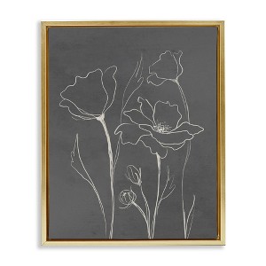 Stupell Industries Minimal Gray Poppies Floating Frame Canvas Art - 1 of 4
