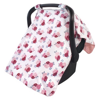 Hudson Baby Infant Girl Reversible Car Seat and Stroller Canopy, Blush Floral, One Size