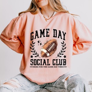 Simply Sage Market Football Game Day Social Club Lightweight Garment Dyed Sweatshirt - 1 of 4