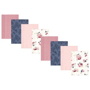 Hudson Baby Girls Cotton Poly Flannel Burp Cloths 8-Pack, One Size - 1 of 4