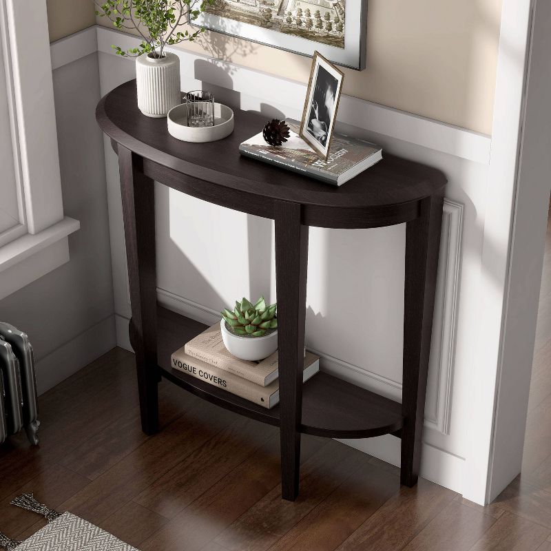 24/7 Shop At Home 36 Heartrhythm Transitional Half Moon Console Table with Shelf", 3 of 10