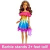 Barbie Large Doll with Brown Hair, 28 Inches Tall with Rainbow Dress & Styling Accessories Like Shooting Star Handbag - 2 of 4