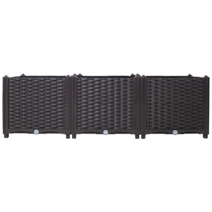 Gulches 105 Qt Large Brown Indoor Polypropylene Self-Watering Deep Raised Planter with Outdoor Use (47 in L x 15 in W x 14 in H) 3-Pack - 1 of 4