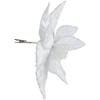 Northlight Glittered Poinsettia Christmas Floral Pick Clip-On Ornament - 10" - Snow White - 3 of 4
