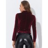 Allegra K Women's Velvet Zipper Lapel Collar Moto Biker Jacket - 4 of 4