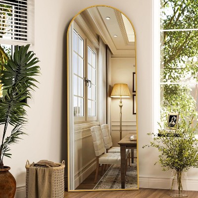 Large Arched Wall Mirror,Full Size Mirror With Stand,Freestanding Mirror,Metal Arch Full Length Mirror,Floor Mirror Arched,Fitness Mirror-The Pop Home