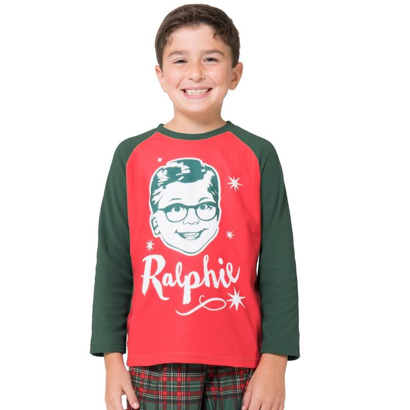 A Christmas Story Boys Ralphie Glasses Triple Dog Dare You Christmas Holiday Plaid Pajama Set, 2 of 5